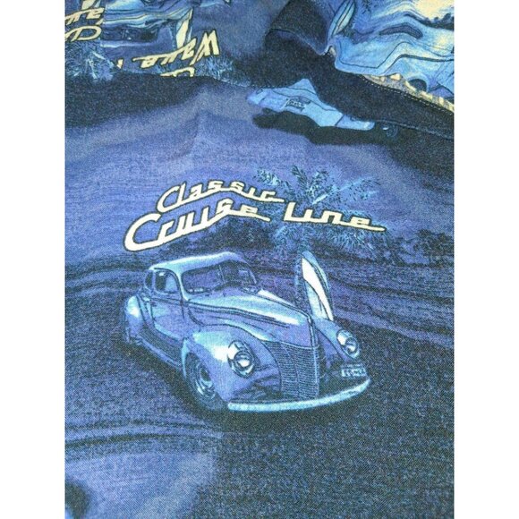 Classic Cruise Line Mens Button-Up Shirt 38-40 Medium Blue Car Print Short Sleev - Picture 3 of 7
